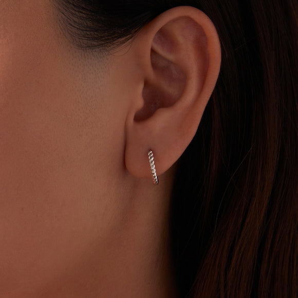 925 Sterling Silver Plated White Gold Earrings Size 1.4x0.2cm for Women