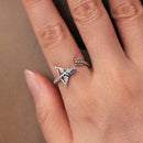925 Sterling Silver Oxidized Glass Ring-4