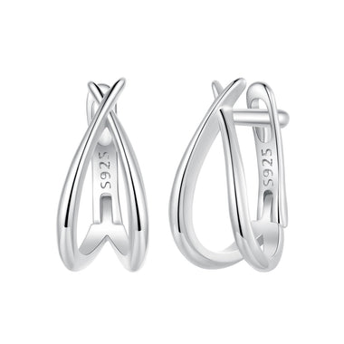 925 Sterling Silver Earrings 1.2x0.6cm with White Gold Plating for Women