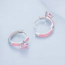 S925 Sterling Silver Enamel Platinum Plated Earrings with 6mm CZ for Women-5
