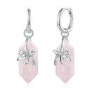 925 Sterling Silver Earrings with Natural Crystal and White Gold Plating-1