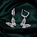 925 Sterling Silver Earrings with Pavé Setting CZ, 37x19mm for Women-7