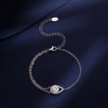 925 Sterling Silver Moissanite Bracelet with Pavé Setting 15+6cm for Women - 0