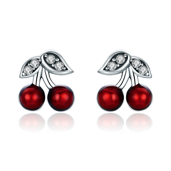 925 Sterling Silver Earrings with CZ & Enamel, 0.9x0.8cm, for Women