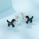 925 Sterling Silver Enamel Oxidized Silver Earrings 0.9*1.0cm for Women-3