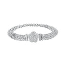 925 Sterling Silver and Platinum Plated 17.0 cm Pavé Setting CZ Bracelet for Women-1