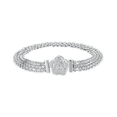 925 Sterling Silver and Platinum Plated 17.0 cm Pavé Setting CZ Bracelet for Women