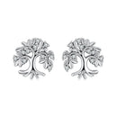 925 Sterling Silver Earrings with Pave Setting CZ - Oxidized Finish - 0.9cm-1