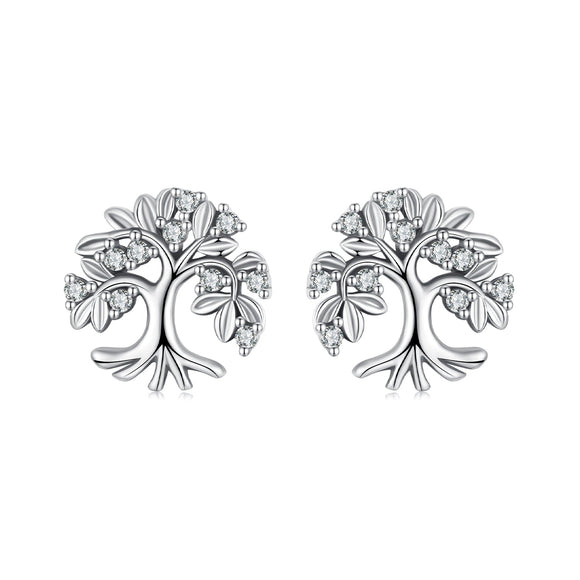 925 Sterling Silver Earrings with Pave Setting CZ - Oxidized Finish - 0.9cm