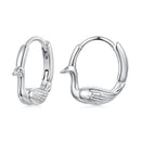 925 Sterling Silver Plated White Gold Hoop Earrings for Women-1