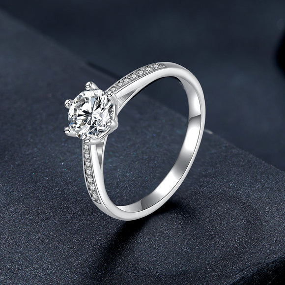 925 Sterling Silver Moissanite & CZ Ring Size 6 for Women