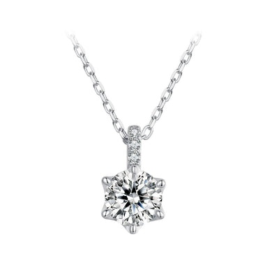 925 Sterling Silver Moissanite Plated Platinum Necklace for Women, 6.5mm, Style L, 400mm Length - 0
