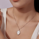 925 Sterling Silver Necklace with White Gold Plating, 40+5cm Length, CZ & Mother of Pearl Pendant for Women-6