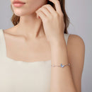 925 Sterling Silver White Gold Plated Bracelet with Enamel and CZ - 15+6cm Length-7