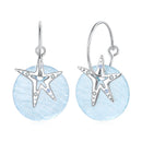 925 Sterling Silver Earrings with Nano Opal Stone and CZ in White Gold Plated, 2.8cm for Women-1