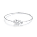 925 Sterling Silver Bracelet with CZ, 17mm, White Gold Plated, For Women-2