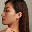 925 Sterling Silver Earrings with Pavé Setting CZ - Oxidized Silver - 2.3cm x 0.9cm - For Women-5