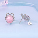 925 Sterling Silver White Gold Plated Earrings with Transparent Glass, 1.6x1.2cm for Women-4