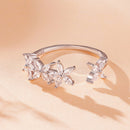 925 Sterling Silver White Gold Plated Pavé Setting CZ Flower Ring for Women-3