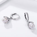 925 Sterling Silver Oxidized Silver Freshwater Pearl Earrings-4