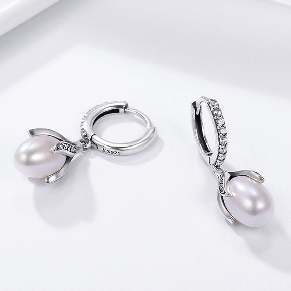925 Sterling Silver Oxidized Silver Freshwater Pearl Earrings
