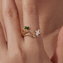 925 Sterling Silver Enamel Pavé Setting CZ Gold Plated Ring for Women-6