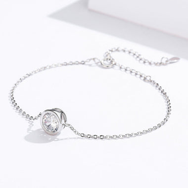925 Sterling Silver & Platinum Plated CZ Bracelet for Women - 0