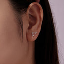 925 Sterling Silver White Gold Plated Pavé Set CZ Earrings - Small Size-6