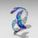 925 Sterling Silver Enamel Adjustable Ring for Women-2