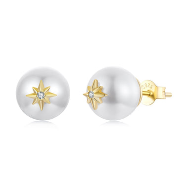 925 Sterling Silver Earrings with CZ and Synthetic Pearl for Women - 0