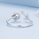 925 Sterling Silver Oxidized Flower Design Ring with Pavé Setting CZ-4
