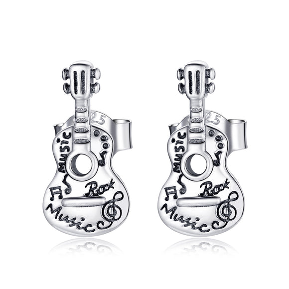 925 Sterling Silver & Oxidized Silver Earrings for Women - 1.3*0.6cm