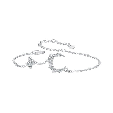 925 Sterling Silver CZ Bracelet with White Gold Plating, 150mm Length for Women