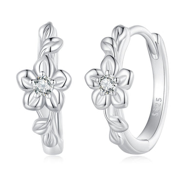 925 Sterling Silver Earrings with Zircon and Platinum Plating - 0