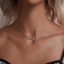 925 Sterling Silver White Gold Plated 40+5cm Necklace with Pavé CZ for Women-4