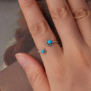 925 Sterling Silver Synthetic Turquoise Ring for Women - Oxidized Silver, Width: 0.12cm, Size: 0.5-0.7cm-5