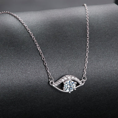 925 Sterling Silver Moissanite Necklace 40+5cm in Length for Women - 0