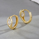 925 Sterling Silver Pave Setting CZ Earrings with Gold Plating, 1.3x0.5cm for Women-3