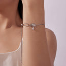 925 Sterling Silver Adjustable Chain Bracelet with White Gold Plating and CZ for Women-5