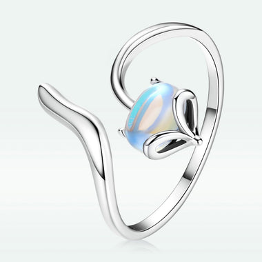925 Sterling Silver 0.8 Carat Genuine Moonstone Ring for Women - 0