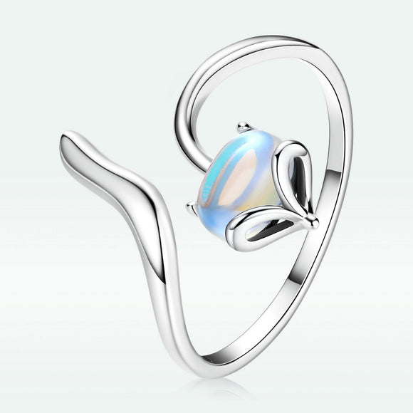 925 Sterling Silver 0.8 Carat Genuine Moonstone Ring for Women