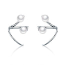 925 Sterling Silver Oxidized Earrings with Shell Pearl for Women-1