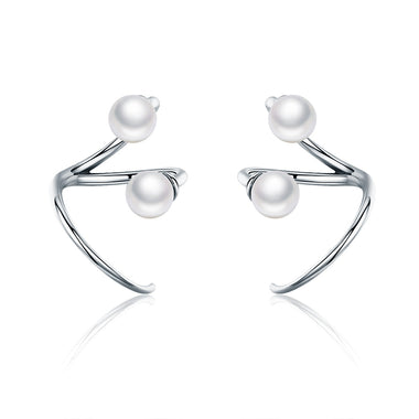 925 Sterling Silver Oxidized Earrings with Shell Pearl for Women