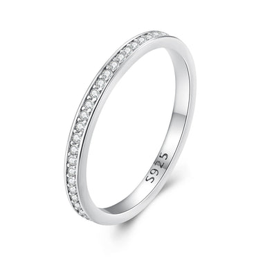 925 Sterling Silver 1.0mm Moissanite Platinum Plated Ring Size 5 for Women - 0