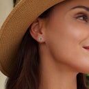 925 Sterling Silver Earrings with Pavé Setting CZ, Size 13*12mm-6