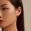 925 Sterling Silver Earrings with Pavé Setting and Transparent Glass-9