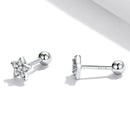 925 Sterling Silver Earrings with Pavé Setting CZ and Platinum Plating - 0.5cm for Women-3