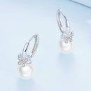 925 Sterling Silver Earrings with Plated Platinum and Shell Pearl for Women-4