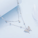 925 Sterling Silver Butterfly Necklace with Pavé Setting CZ, 40cm Length for Women-3
