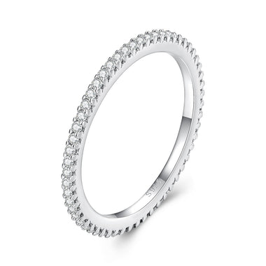 925 Sterling Silver Moissanite 0.005ct 1.4mm Ring Size 6 for Women - 0